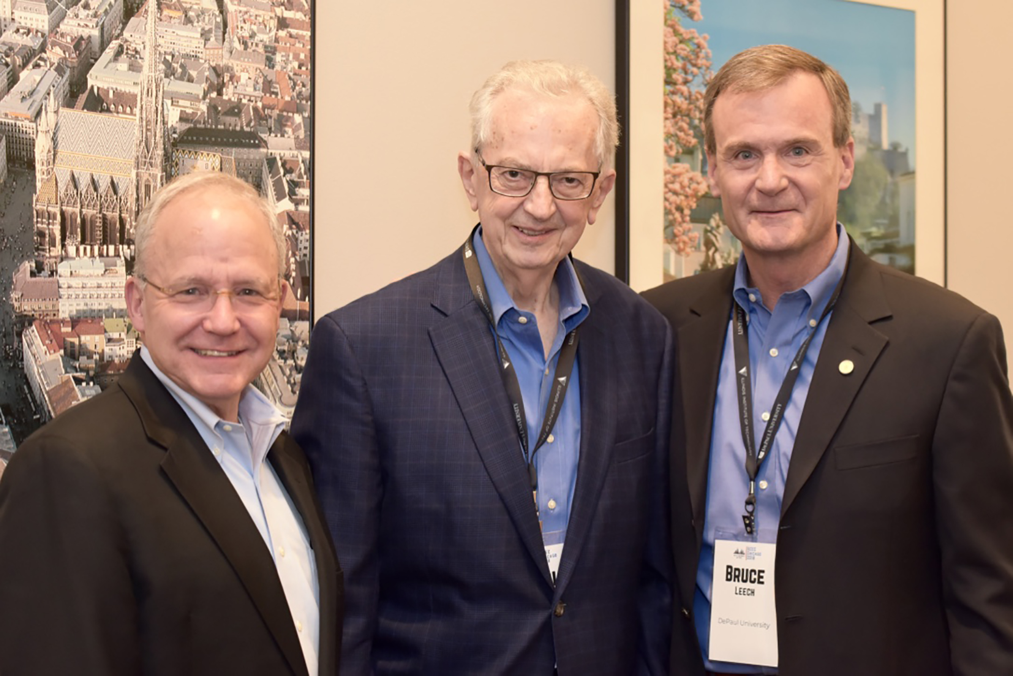 Michael W. Hennessy, President & CEO of the Coleman Foundation; Harold Welsch, Professor and Coleman Foundation Endowed Chair in Entrepreneurship; and Bruce Leech, Coleman Center Director